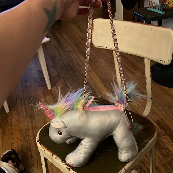 1 LEFT! Olly & Me Mermaid Silver Unicorn Plush Bag - Picture 4 of 9